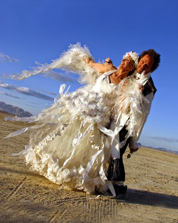 Plastic made wedding dress